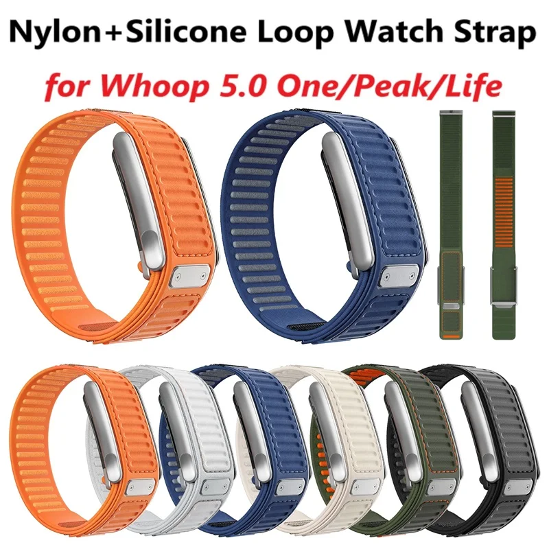 Sport Loop Velcro - Nylon-Silikon-Schlaufenarmband für Whoop 5.0 MG Tracker,