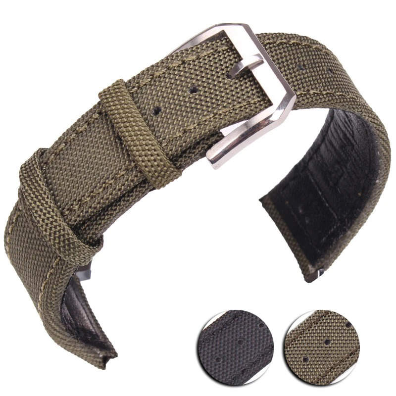 Nato Strap Nylon - Nylon-Uhrenarmband aus echtem Leder, 20 mm,
